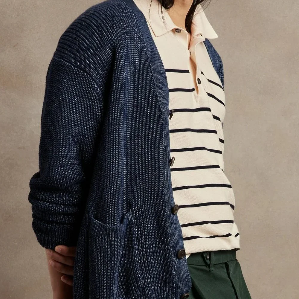Banana Republic Relaxed 100% Linen Button Front Cardigan